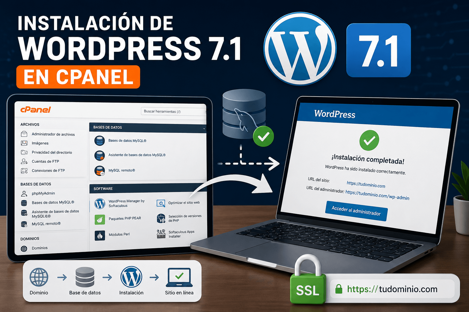 Instalación de WordPress 7.1 en cPanel: Guía Paso a Paso